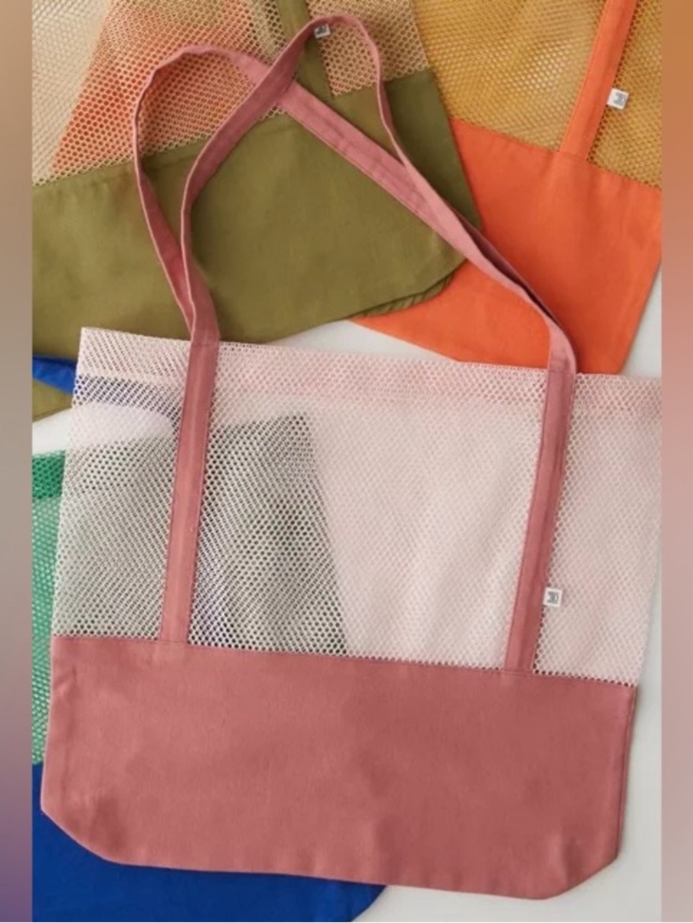 UO Nylon Market Bag - Pink Mesh Tote Bag
